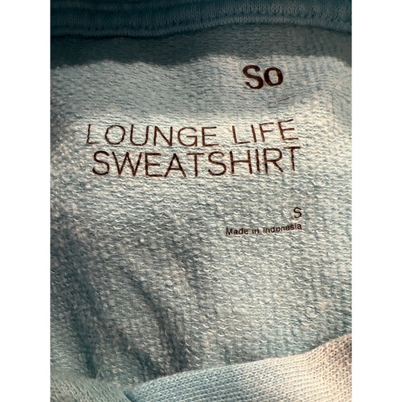 So Women’s Tie Dye Long Sleeve Lounge Life Sweatshirt Pullover Hooded Sz S Blue‎ - Picture 3 of 3